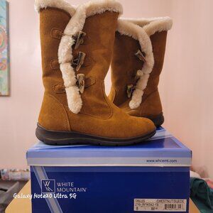 White Mountain Chestnut/Suede Sz 8 Faux Fur Lined Boots